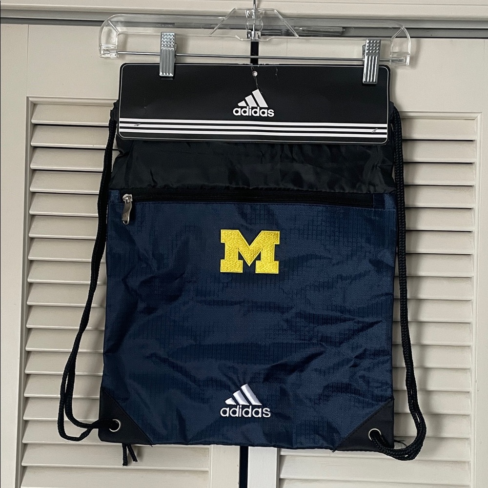 NWT Adidas University of Michigan Blue Drawstring Backpack ripstop fabric